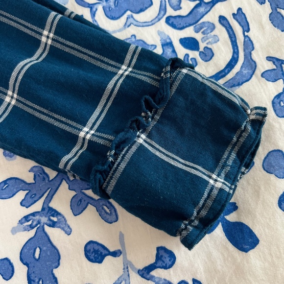 Women's Draper James Blue and White Window Pane Flannel Size 4 - Picture 9 of 14